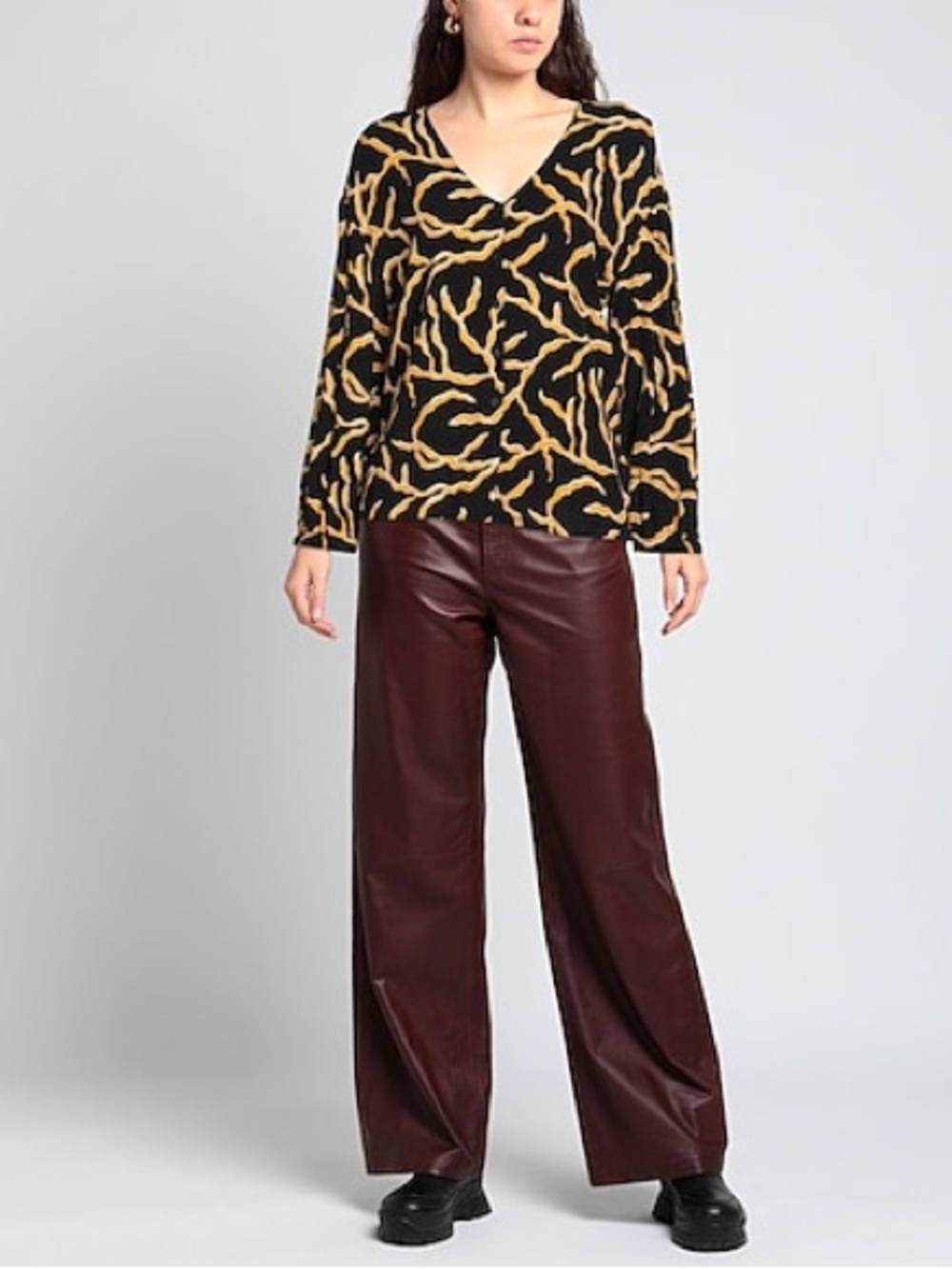 ba&sh Clea Blouse in black and yellow print